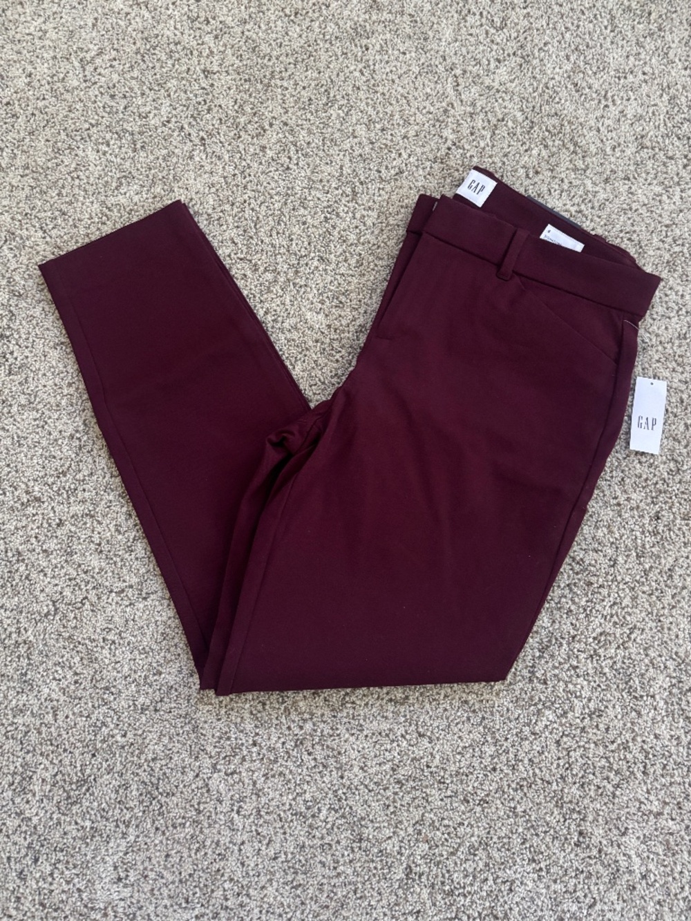 GAP Signature Skinny Ankle Pants, Maroon, NWT, Women's Size 8